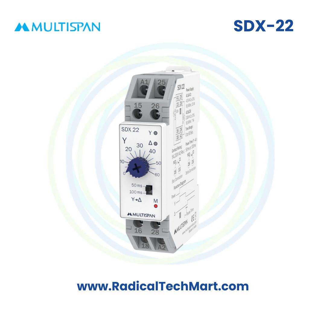 Multispan SDX-22 Star Delta Timer | 0–60 Sec Delay | Dual Relay | 230V/415V