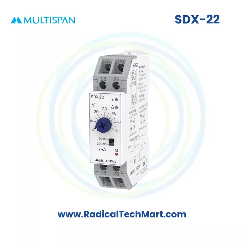 Multispan SDX-22 Star Delta Timer | 0–60 Sec Delay | Dual Relay | 230V/415V