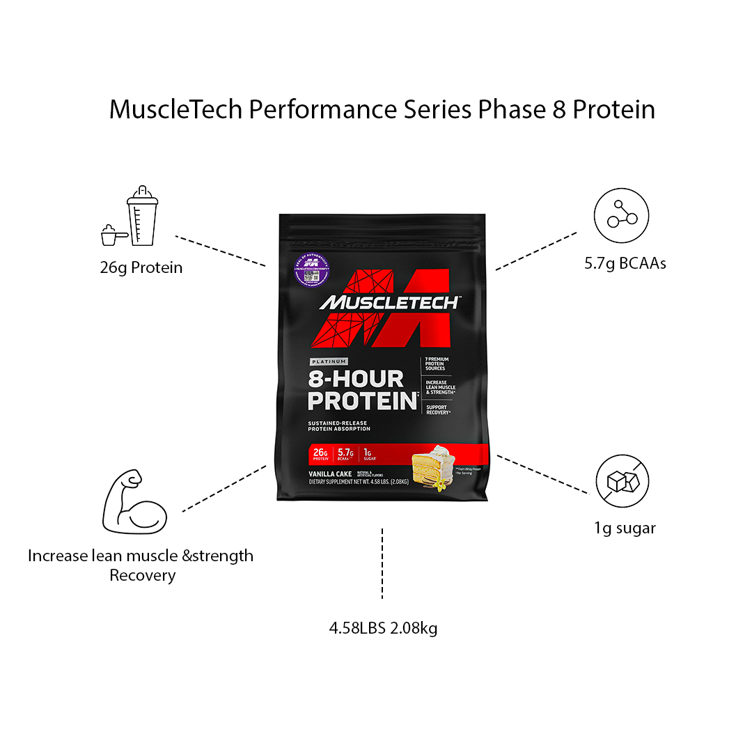 MuscleTech Platinum 8 Hour Protein - 4.6 lb, Milk Chocolate