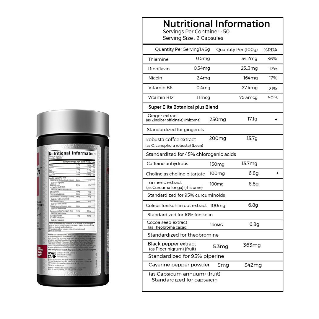 MUSCLE TECH HYDROXYCUT HARCORE SUPER  ELITE 100 CAP