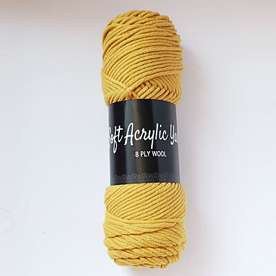 Soft Acrylic Yarn 8 ply Mustard Yellow
