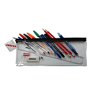 Stationery Filled Black Zip 13x5"" Pencil Case