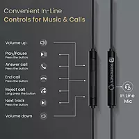 Portronics Gamma A In-Ear Metal Magnetic Earbuds – On/Off/Volume Switch | TPE Cable | 3.5mm | Black