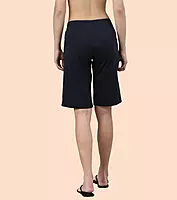 Enamor Mid Rise Knee length Drawstring Closure City Shorts For Women - Slim Fit, Soft and Breathable Cotton - E044