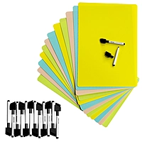 Pack of 12 A4 Assorted Coloured Whiteboards with 12 White Board Marker Pens