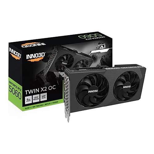 INNO3D GeForce RTX 5060 Twin X2 OC V2 SFF 8GB GDDR7 Graphics Card – PCIe 5.0