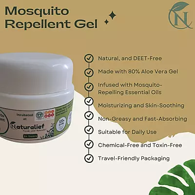 Natural Mosquito Repellent Gel – DEET-Free | Aloe Vera & Essential Oils | Herbal & Skin-Friendly