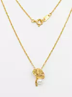 925 Silver Golden Ginkgo Pearl Necklace