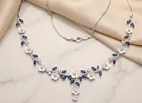 925 Silver Sapphire Whisper Floral Necklace