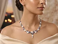 925 Silver Sapphire Whisper Floral Necklace