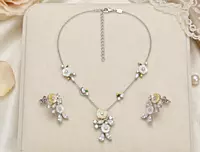 925 Silver Champagne Blossom Floral Necklace Set