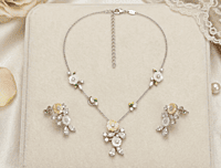 925 Silver Champagne Blossom Floral Necklace Set