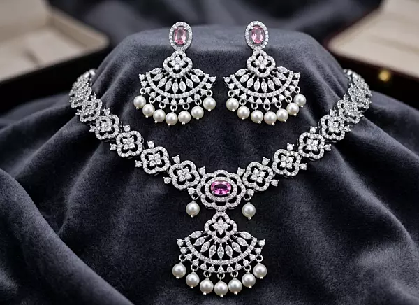 925 Silver Rose Royale Pearl Necklace Set