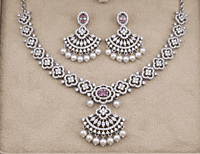 925 Silver Rose Royale Pearl Necklace Set