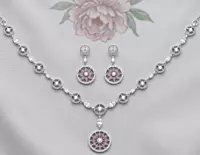 925 Silver Lilac Bloom Floral Necklace Set