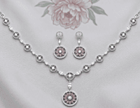 925 Silver Lilac Bloom Floral Necklace Set