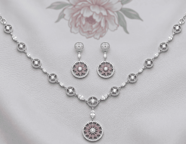 925 Silver Lilac Bloom Floral Necklace Set