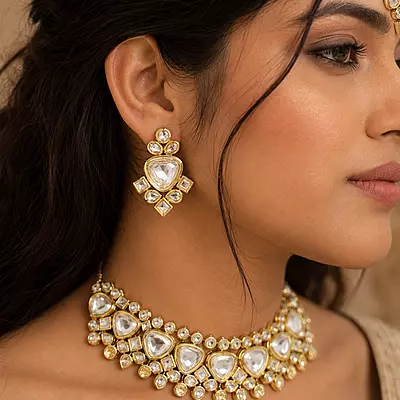 Kundan Vayana Gold Statement Necklace Set