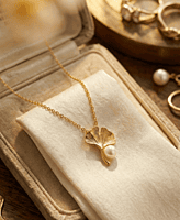 925 Silver Golden Ginkgo Pearl Necklace