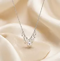 925 Silver Pearl Blossom Cascade Necklace