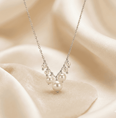925 Silver Pearl Blossom Cascade Necklace