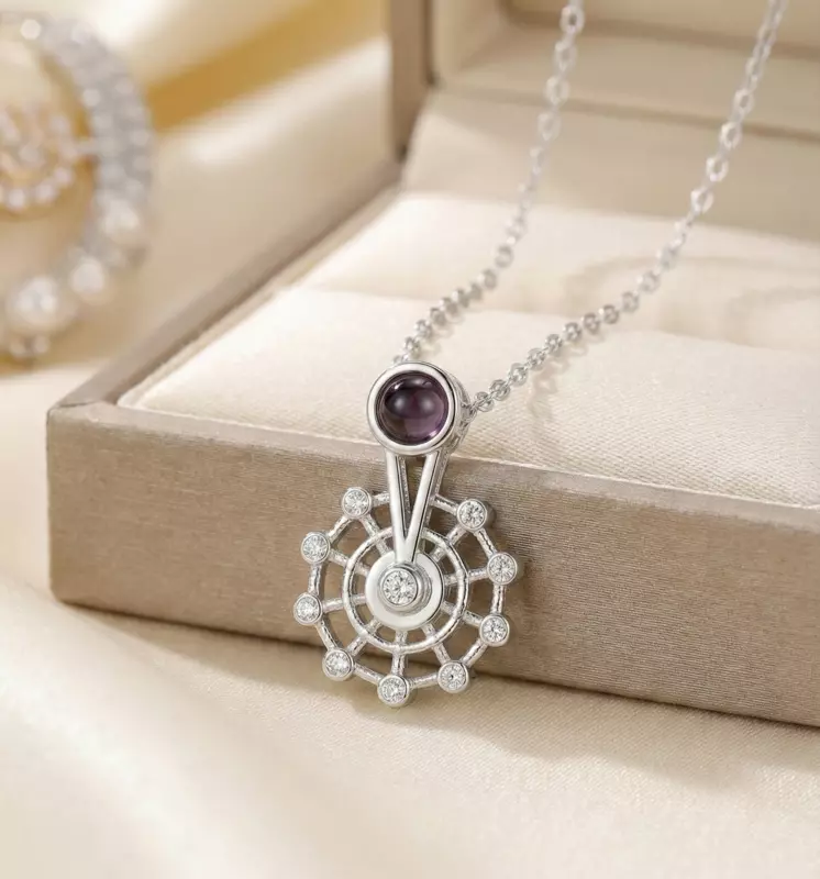 925 Silver Ethereal Amethyst Wheel Necklace