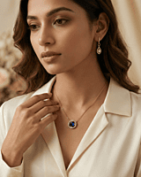 925 Silver Rose Gold Midnight Halo Necklace