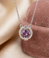 925 Silver Royal Amethyst Halo Necklace