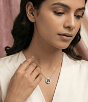 925 Silver Royal Amethyst Halo Necklace