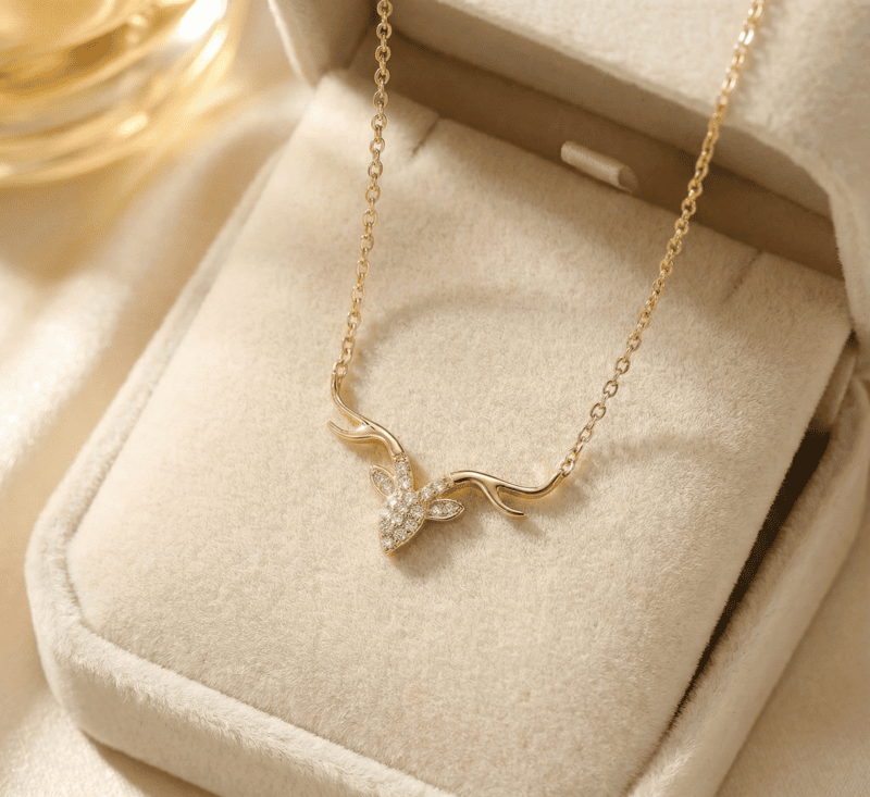 925 Silver Golden Aurelian Stag Necklace