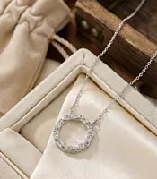 925 Silver Marquise Halo Necklace