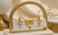 18 kt Gold Floral Sculpted Necklace Set