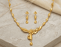 18 kt Gold Abstract Ribbon Necklace Set