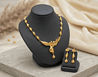 18 kt Gold Abstract Ribbon Necklace Set
