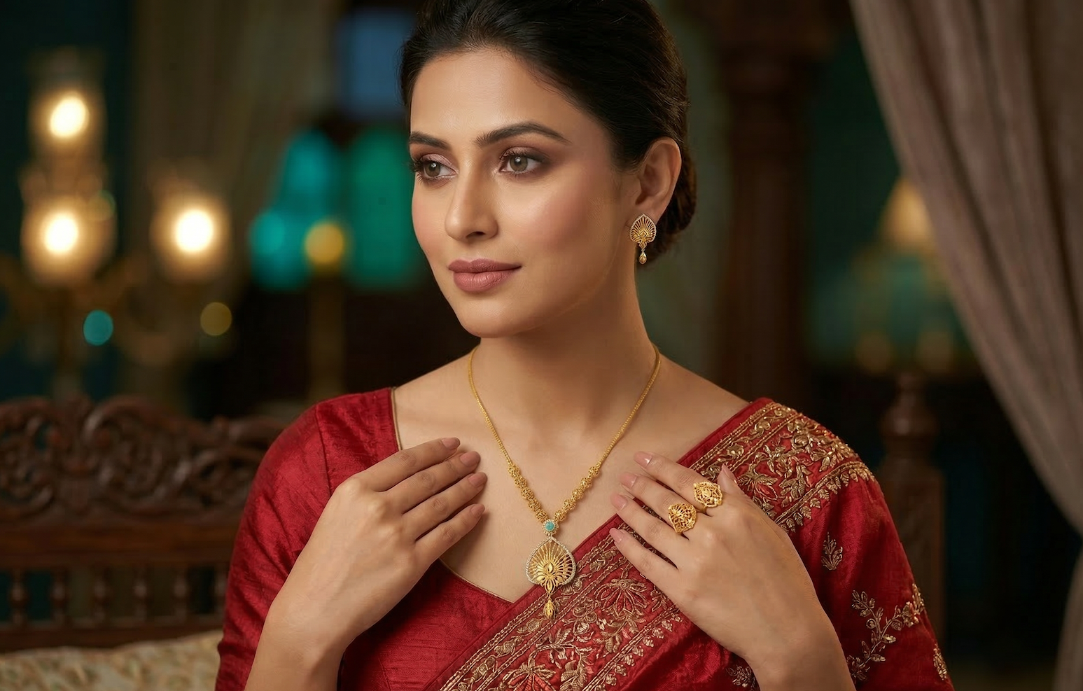 18 kt Gold Azure Lattice Necklace Set