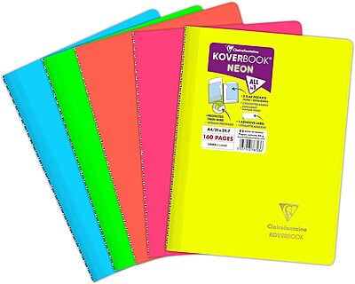 Clairefontaine KOVERBOOK NEON Wirebound Notebooks, 90gsm, 96 pages, Set of 5 Neon Colors Clairefontaine KOVERBOOK NEON Wirebound Notebooks, 90gsm, 96 pages, Set of 5 Neon Colors