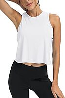 Workout Tops for Women Cropped Open Back Sleeveless Tank Tops Athletic Gym Yoga Shirts Loose Fit