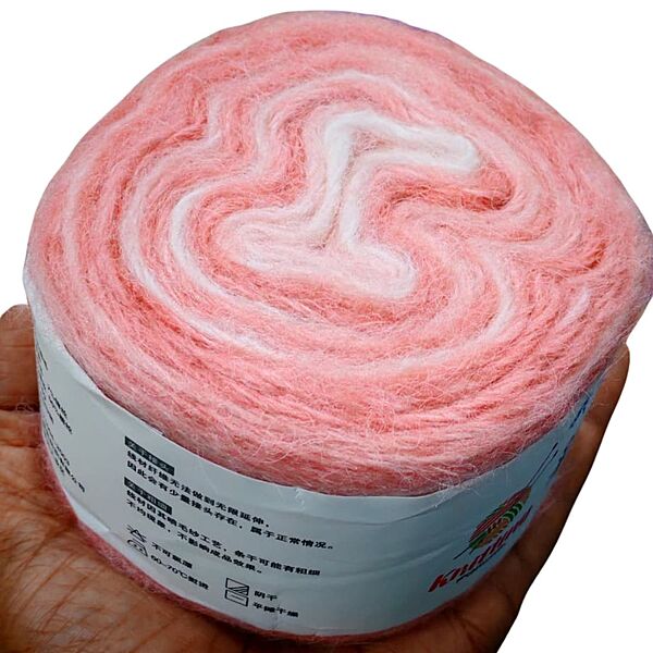 Rainbow Mohair Cake 110 Coral Pink and White Rainbow Mohair Cake 110 Coral Pink and White