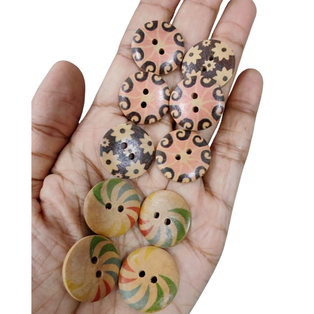 Fancy Button- Print -Assorted