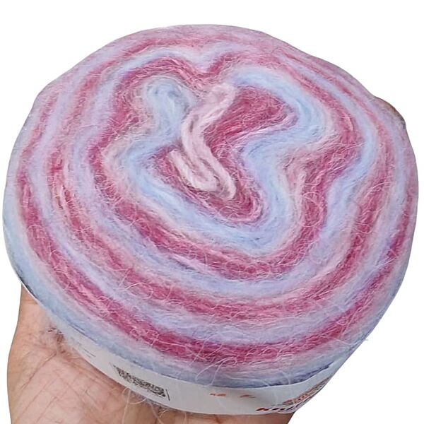 Rainbow Mohair Cake 111 Coral Pink and White Rainbow Mohair Cake 111 Coral Pink and White