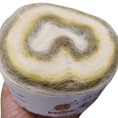 Rainbow Mohair Cake 109 White Green Yellow Swirl