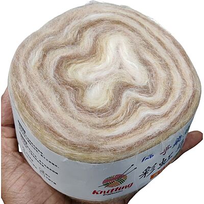 Rainbow Mohair Cake 126 White Beige Brown