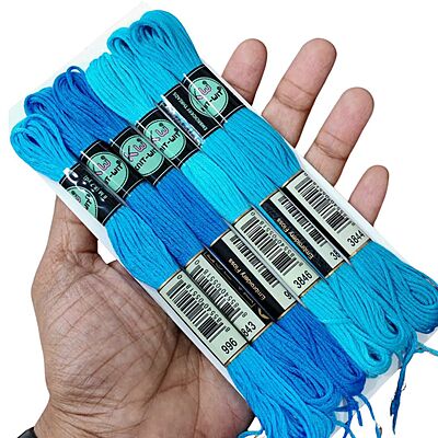 Airo Embroidery Thread Set Blue family