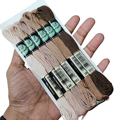 KnitWit Embroidery Thread Set Coffee family