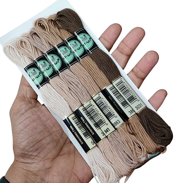 KnitWit Embroidery Thread Set Coffee family