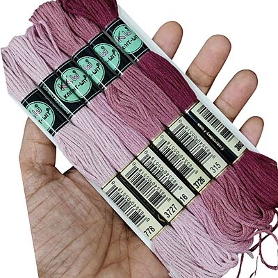 KnitWit Embroidery Thread Set Dusty Rose family