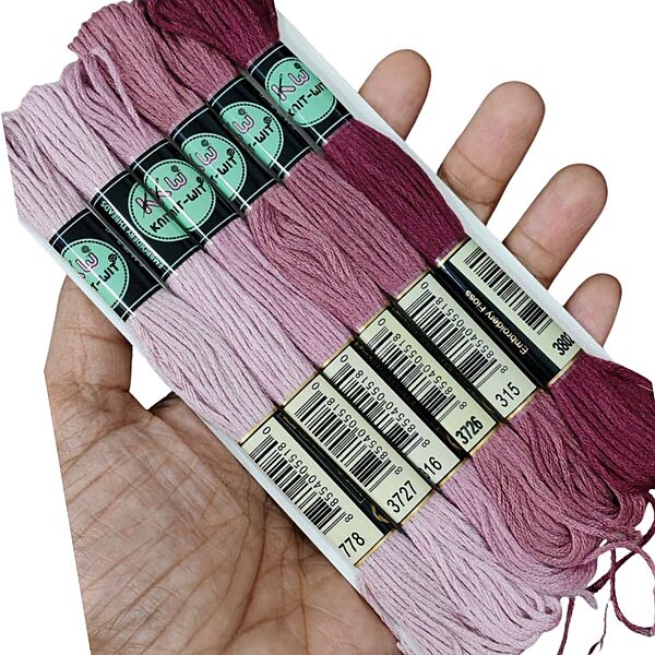KnitWit Embroidery Thread Set Dusty Rose family