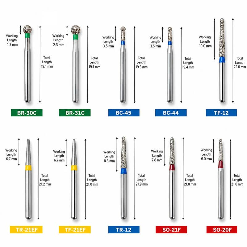 NewDiamond Preparation & Repair FG Airotor Bur Kit Pack of 10 Burs FG-110
