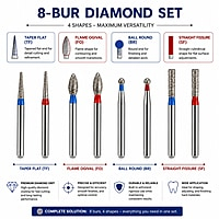 NewDiamond Zirconia Contouring & Finishing Diamond Bur Kit Pack of 8 Burs