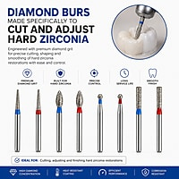 NewDiamond Zirconia Contouring & Finishing Diamond Bur Kit Pack of 8 Burs